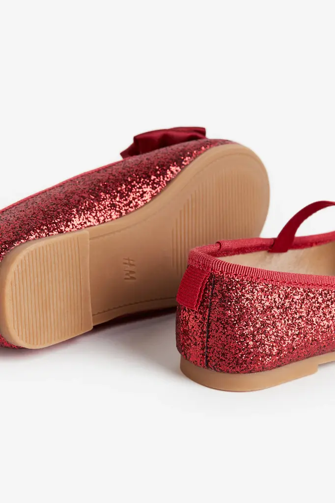 H&M Girls Red Glitter Ballet Shoe 