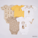 Sunnozy 5pcs Set Boy's Short Sleeves Bodysuit  