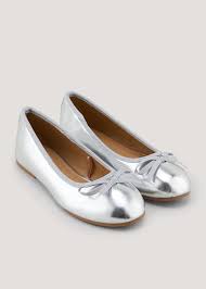 Next Flat Silver Girls Shoe 