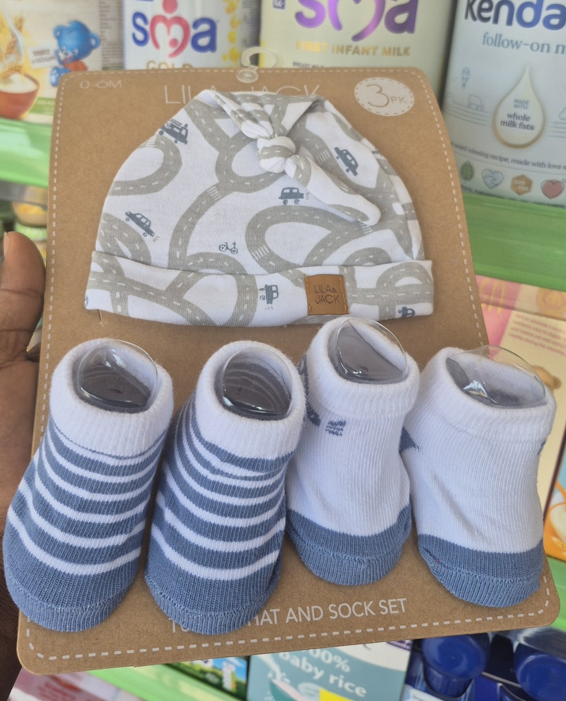 Lila & Jack 3pcs Set Turban Hat & Socks 