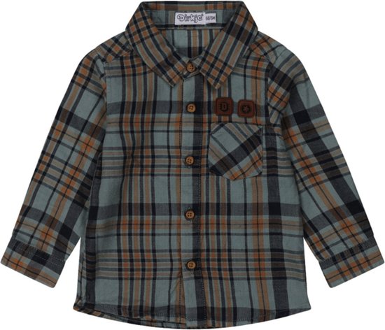 Dirkje Checked Shirt With Jogger For Boys- Blue & Caramel Brown