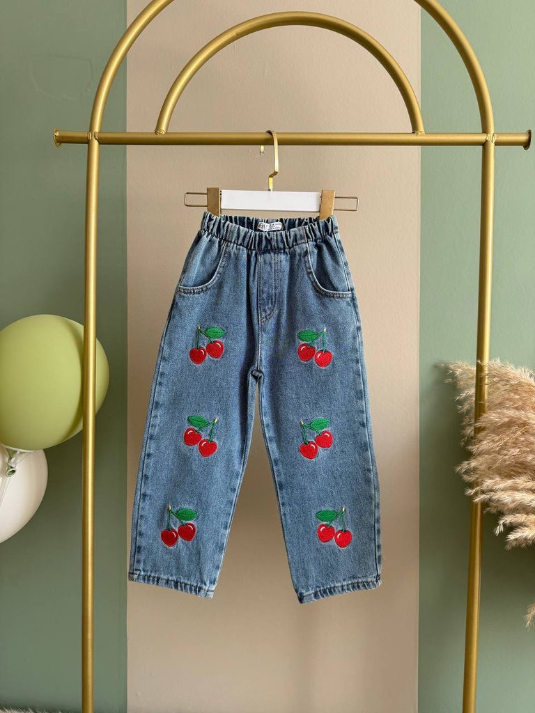 Zara Denim Jeans With Cherries For Girls
