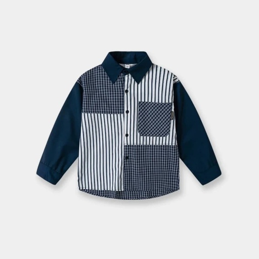 Long Sleeves With Checks-Navy Blue
