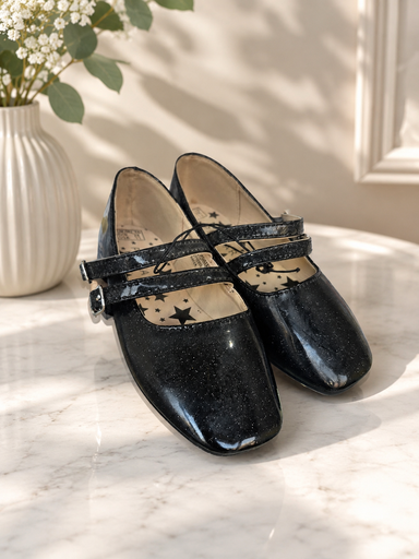 [MB-1547] Primark Girls Black Glitter Ballet Shoe 