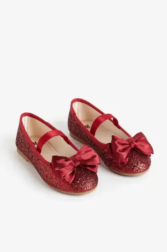 [MB-0896] H&M Girls Red Glitter Ballet Shoe 